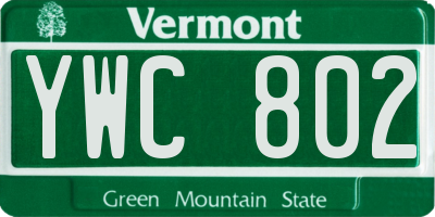VT license plate YWC802