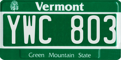 VT license plate YWC803