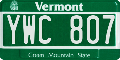 VT license plate YWC807