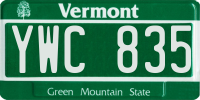 VT license plate YWC835
