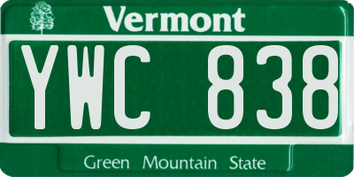 VT license plate YWC838