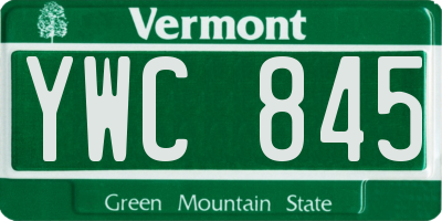 VT license plate YWC845