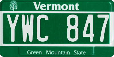 VT license plate YWC847