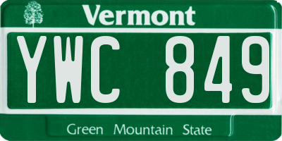 VT license plate YWC849
