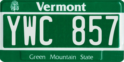 VT license plate YWC857