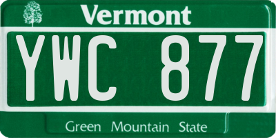 VT license plate YWC877