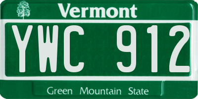 VT license plate YWC912