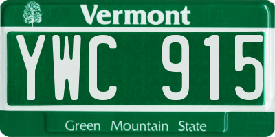 VT license plate YWC915