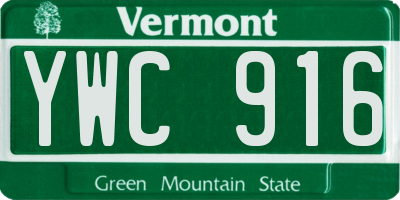 VT license plate YWC916