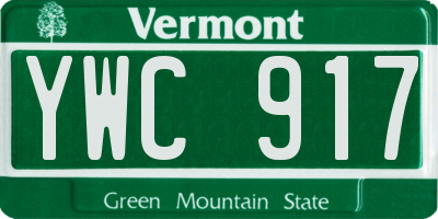VT license plate YWC917