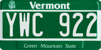 VT license plate YWC922