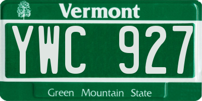 VT license plate YWC927