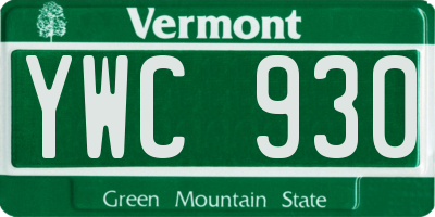 VT license plate YWC930