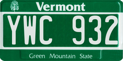 VT license plate YWC932