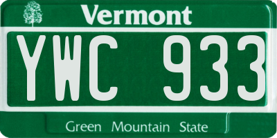 VT license plate YWC933