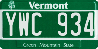 VT license plate YWC934