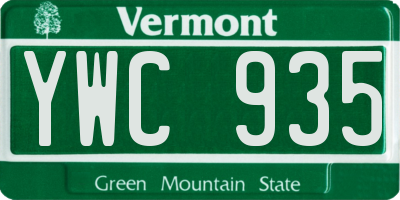 VT license plate YWC935