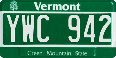 VT license plate YWC942