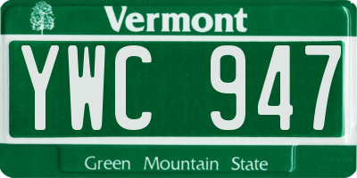 VT license plate YWC947
