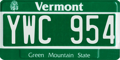 VT license plate YWC954