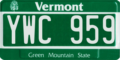 VT license plate YWC959