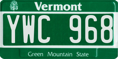 VT license plate YWC968