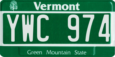 VT license plate YWC974
