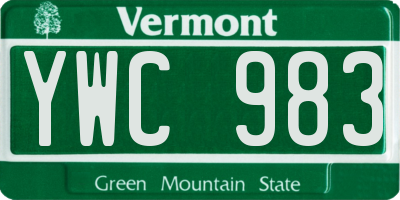 VT license plate YWC983