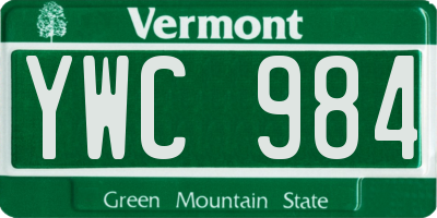 VT license plate YWC984