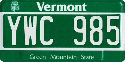 VT license plate YWC985