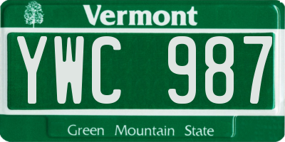VT license plate YWC987