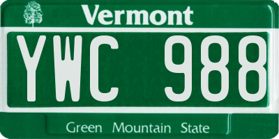 VT license plate YWC988