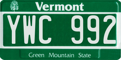 VT license plate YWC992