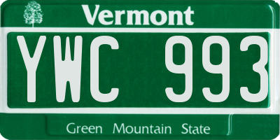 VT license plate YWC993