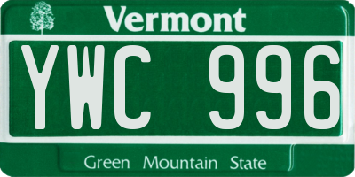 VT license plate YWC996