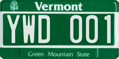 VT license plate YWD001