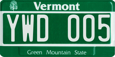 VT license plate YWD005