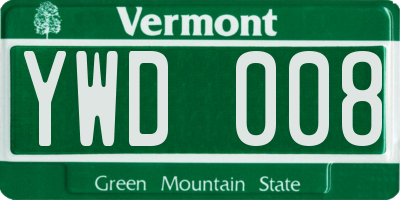 VT license plate YWD008
