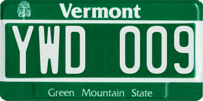 VT license plate YWD009