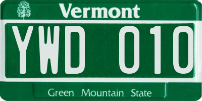 VT license plate YWD010