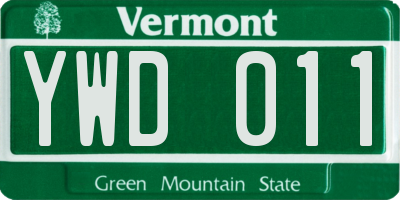 VT license plate YWD011
