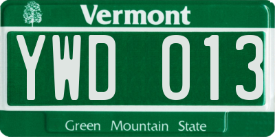 VT license plate YWD013