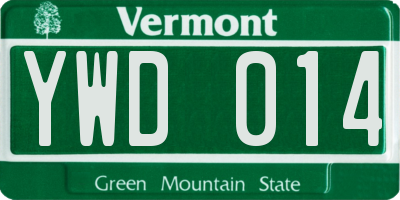 VT license plate YWD014