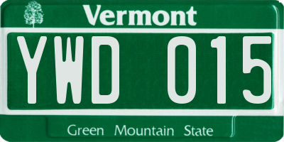 VT license plate YWD015