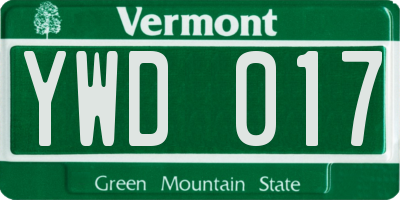 VT license plate YWD017