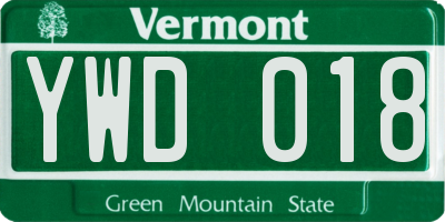 VT license plate YWD018