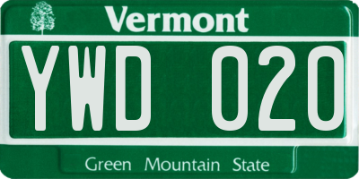VT license plate YWD020