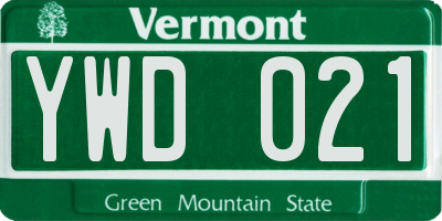 VT license plate YWD021