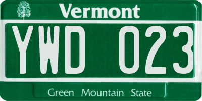 VT license plate YWD023