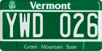VT license plate YWD026